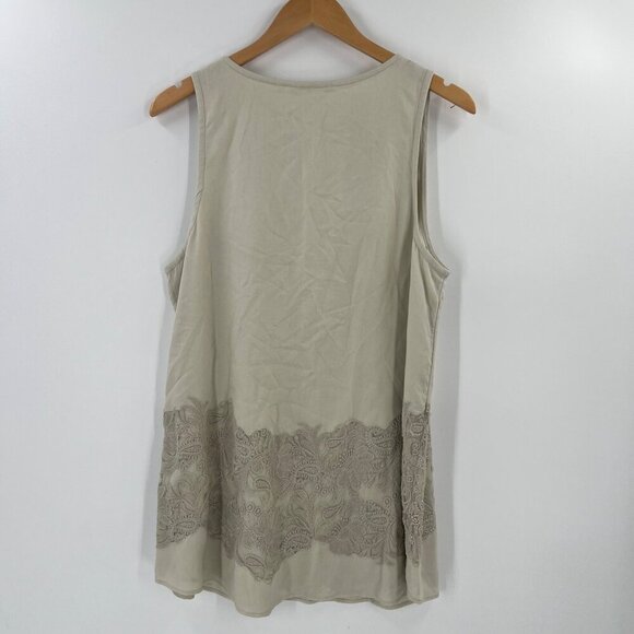Soft Surroundings M Beige Lace Embroidered Sleeveless Top Travel Boho - Picture 2 of 10